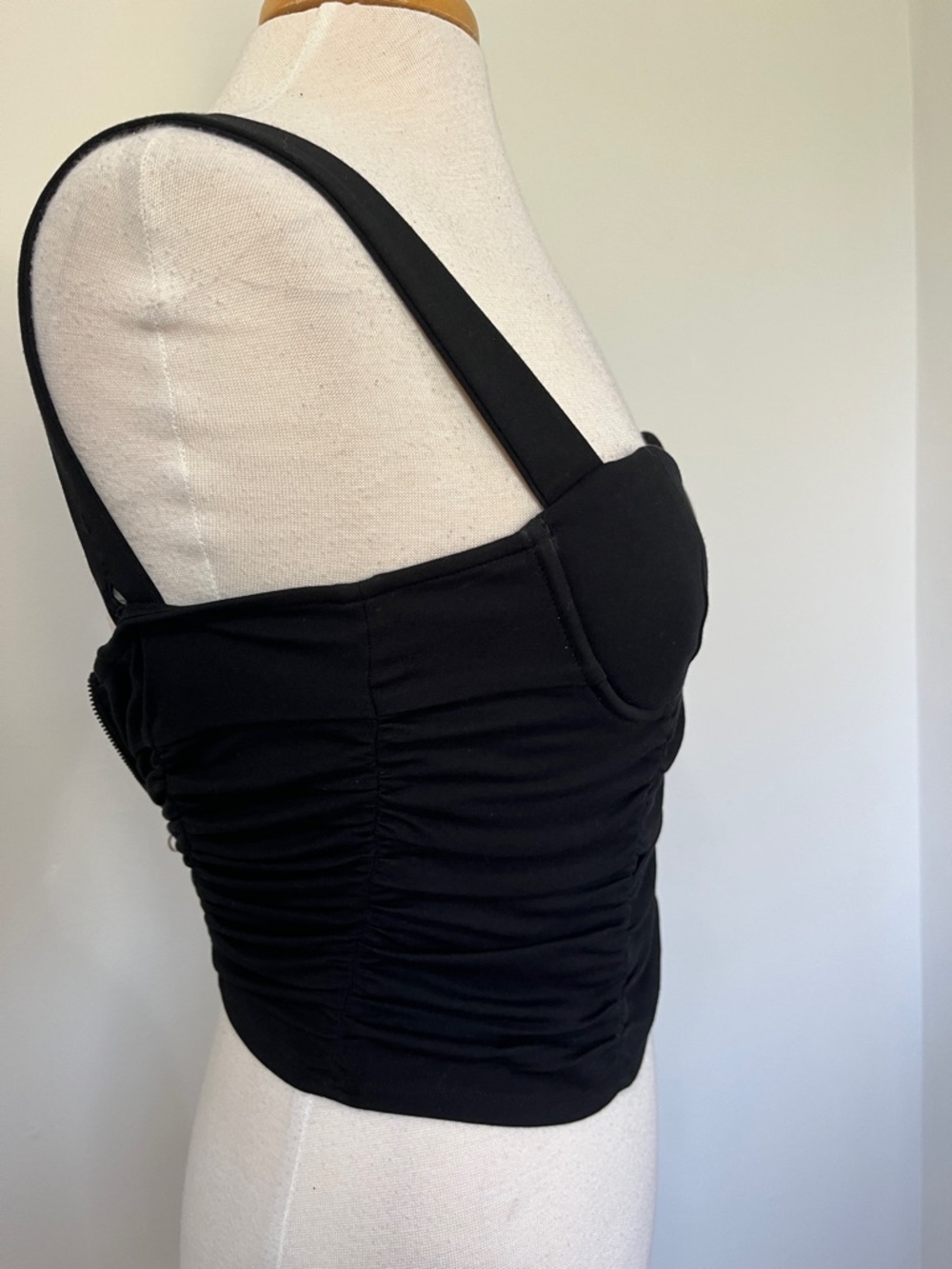 Reformation  Women’s Linnea Rouched Corset Boustier top in black Zip Back XS - Picture 4 of 12
